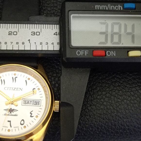 Vintage 1990 Arabic Citizen Automatic Mens Gold Watch W/daydate & Silver accents - Picture 7 of 10